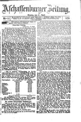 Aschaffenburger Zeitung Montag 17. April 1876