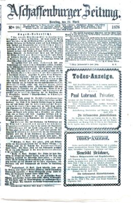 Aschaffenburger Zeitung Samstag 22. April 1876