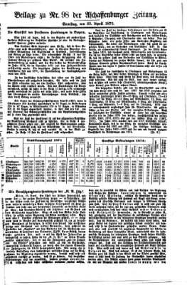 Aschaffenburger Zeitung Samstag 22. April 1876