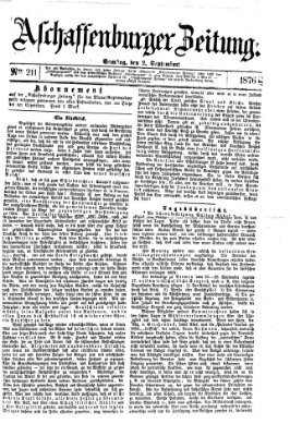 Aschaffenburger Zeitung Samstag 2. September 1876