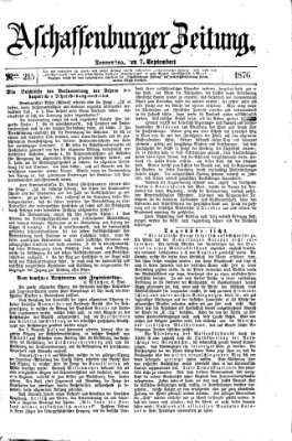 Aschaffenburger Zeitung Donnerstag 7. September 1876