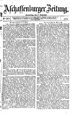 Aschaffenburger Zeitung Donnerstag 2. November 1876