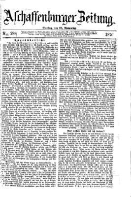 Aschaffenburger Zeitung Montag 27. November 1876