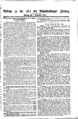 Aschaffenburger Zeitung Freitag 1. Dezember 1876