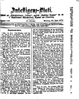 Aschaffenburger Zeitung. Intelligenz-Blatt : Beiblatt zur Aschaffenburger Zeitung ; zugleich amtlicher Anzeiger für die K. Bezirksämter Aschaffenburg, Alzenau und Obernburg (Aschaffenburger Zeitung) Montag 26. Juni 1876