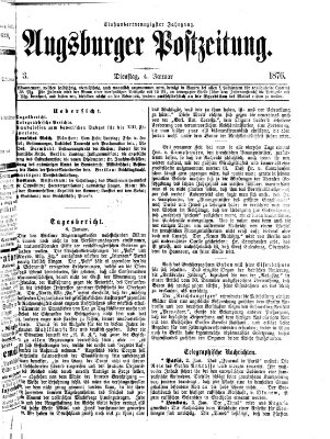 Augsburger Postzeitung Dienstag 4. Januar 1876