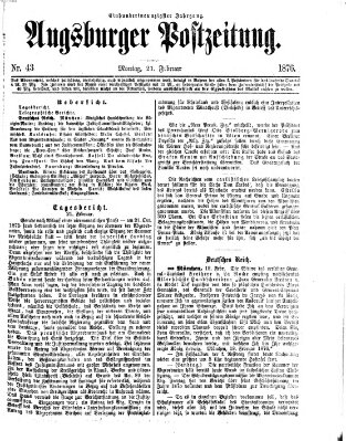 Augsburger Postzeitung Montag 21. Februar 1876