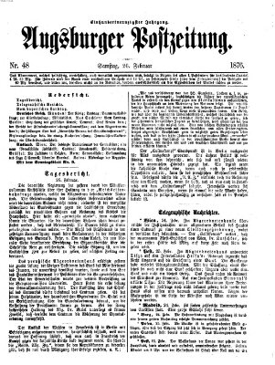 Augsburger Postzeitung Samstag 26. Februar 1876