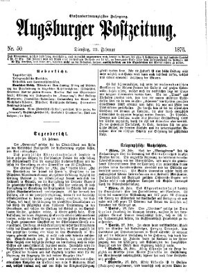 Augsburger Postzeitung Dienstag 29. Februar 1876