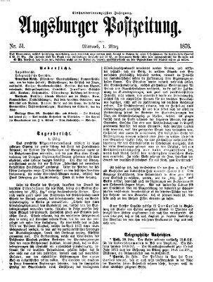 Augsburger Postzeitung Mittwoch 1. März 1876