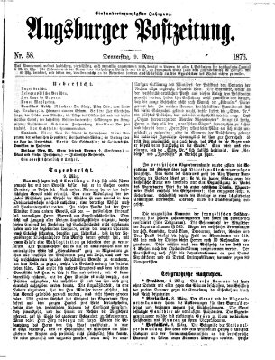 Augsburger Postzeitung Donnerstag 9. März 1876