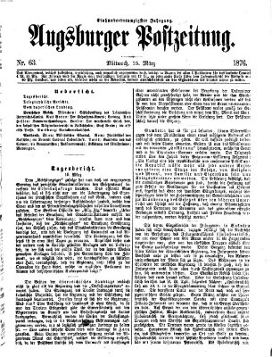 Augsburger Postzeitung Mittwoch 15. März 1876