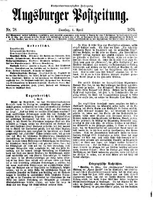 Augsburger Postzeitung Samstag 1. April 1876