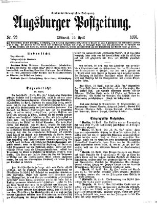 Augsburger Postzeitung Mittwoch 19. April 1876