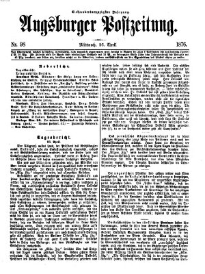 Augsburger Postzeitung Mittwoch 26. April 1876