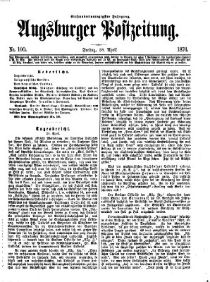 Augsburger Postzeitung Freitag 28. April 1876