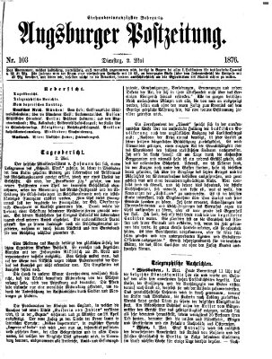 Augsburger Postzeitung Dienstag 2. Mai 1876