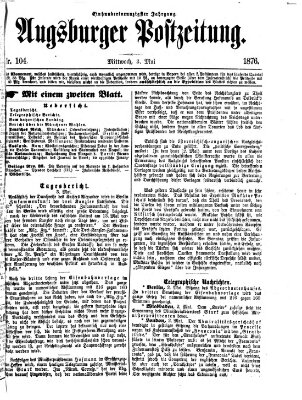 Augsburger Postzeitung Mittwoch 3. Mai 1876