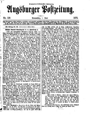 Augsburger Postzeitung Donnerstag 1. Juni 1876