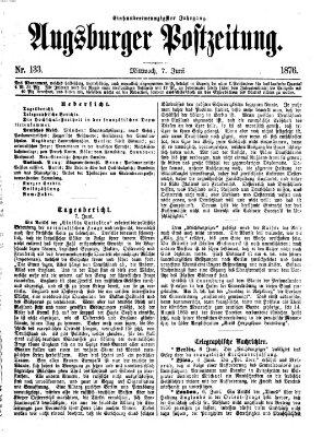 Augsburger Postzeitung Mittwoch 7. Juni 1876