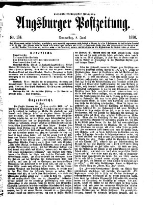 Augsburger Postzeitung Donnerstag 8. Juni 1876