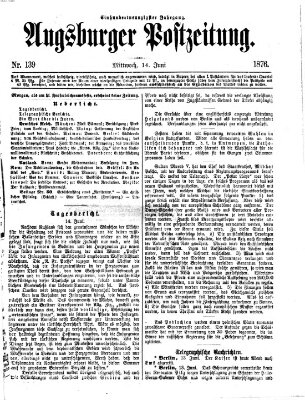 Augsburger Postzeitung Mittwoch 14. Juni 1876