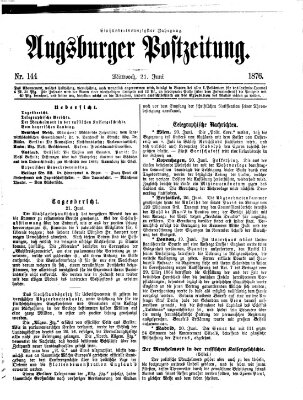 Augsburger Postzeitung Mittwoch 21. Juni 1876