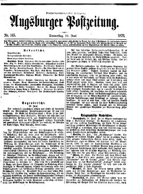 Augsburger Postzeitung Donnerstag 22. Juni 1876