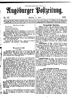 Augsburger Postzeitung Samstag 24. Juni 1876