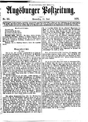 Augsburger Postzeitung Donnerstag 29. Juni 1876