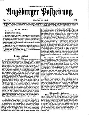 Augsburger Postzeitung Samstag 22. Juli 1876