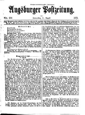 Augsburger Postzeitung Donnerstag 31. August 1876