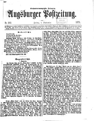 Augsburger Postzeitung Freitag 1. September 1876