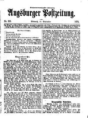 Augsburger Postzeitung Mittwoch 13. September 1876