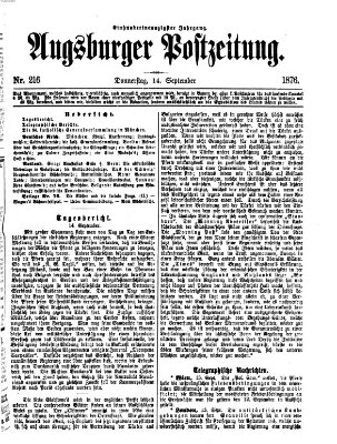 Augsburger Postzeitung Donnerstag 14. September 1876