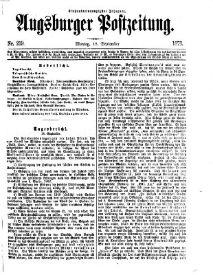 Augsburger Postzeitung Montag 18. September 1876