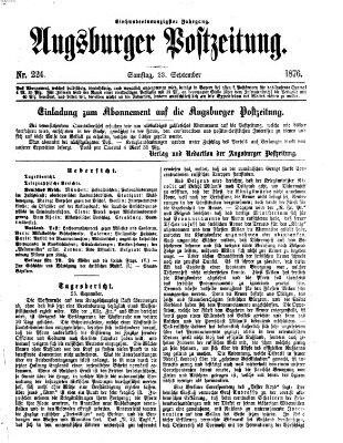 Augsburger Postzeitung Samstag 23. September 1876