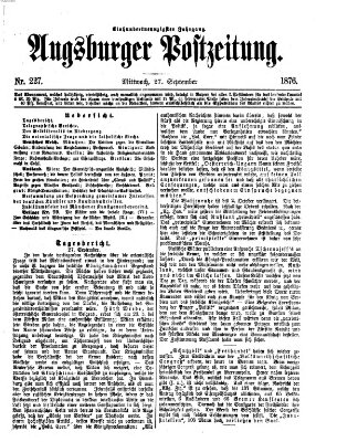 Augsburger Postzeitung Mittwoch 27. September 1876