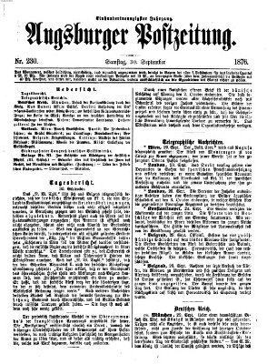 Augsburger Postzeitung Samstag 30. September 1876