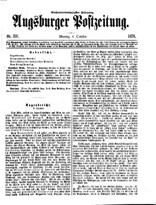 Augsburger Postzeitung Montag 2. Oktober 1876