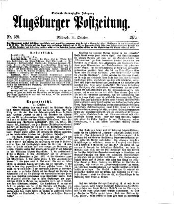 Augsburger Postzeitung Mittwoch 11. Oktober 1876