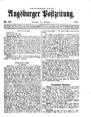 Augsburger Postzeitung Mittwoch 22. November 1876