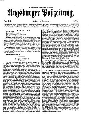 Augsburger Postzeitung Freitag 1. Dezember 1876