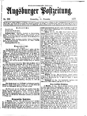 Augsburger Postzeitung Donnerstag 21. Dezember 1876