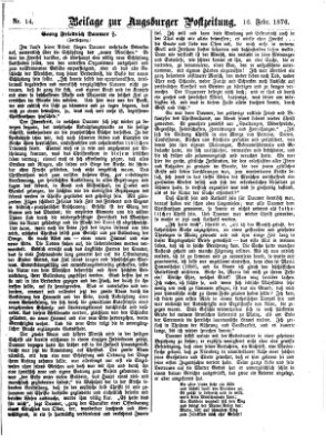 Augsburger Postzeitung. Beilage zur Augsburger Postzeitung (Augsburger Postzeitung) Mittwoch 16. Februar 1876