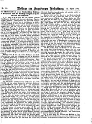 Augsburger Postzeitung. Beilage zur Augsburger Postzeitung (Augsburger Postzeitung) Samstag 15. April 1876