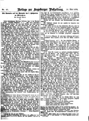 Augsburger Postzeitung. Beilage zur Augsburger Postzeitung (Augsburger Postzeitung) Mittwoch 10. Mai 1876