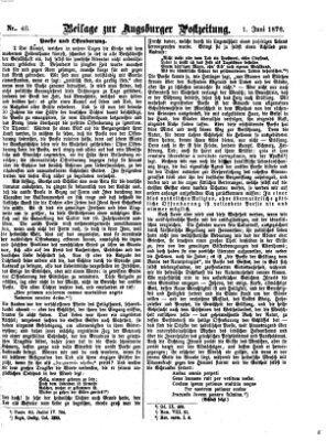 Augsburger Postzeitung. Beilage zur Augsburger Postzeitung (Augsburger Postzeitung) Donnerstag 1. Juni 1876