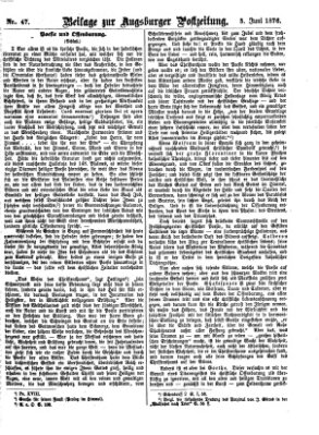 Augsburger Postzeitung. Beilage zur Augsburger Postzeitung (Augsburger Postzeitung) Samstag 3. Juni 1876