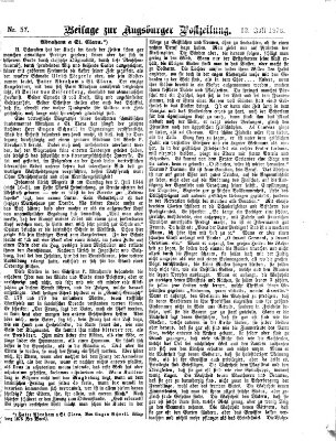 Augsburger Postzeitung. Beilage zur Augsburger Postzeitung (Augsburger Postzeitung) Mittwoch 12. Juli 1876